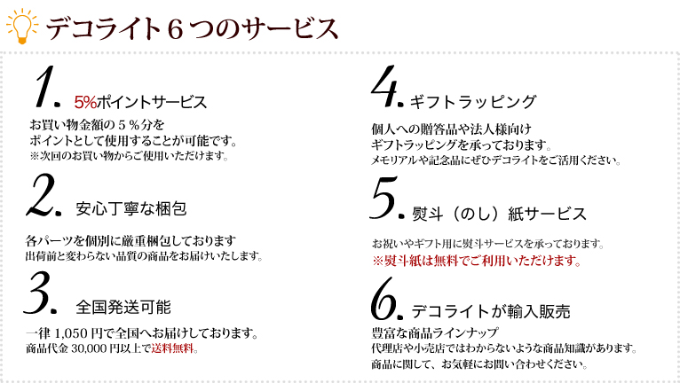 デコライト 商品提供の注意事項