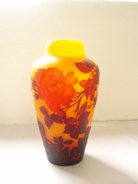お洒落なガレ風花瓶☆薔薇 | ステンドグラスランプの デコライト (Deco 